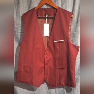 Burgundy Button-Up Vest by Coofandy